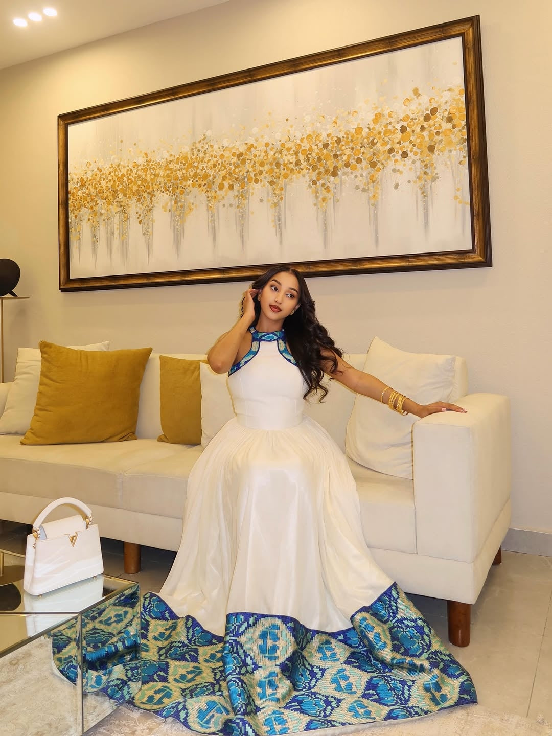 Blue Habesha Kemis – Elegant Custom-Made Ethiopian Traditional Dress for weddings