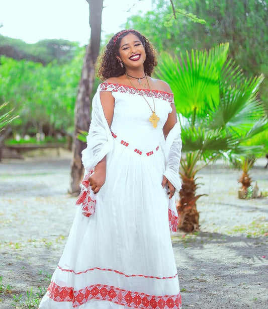 Red Habesha Clothes | Authentic Ethiopian Dress for Diaspora Women