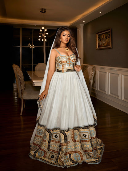 Ethiopian dress for women – Gold Traditional Habesha Dress for special ocassion & Celebrations