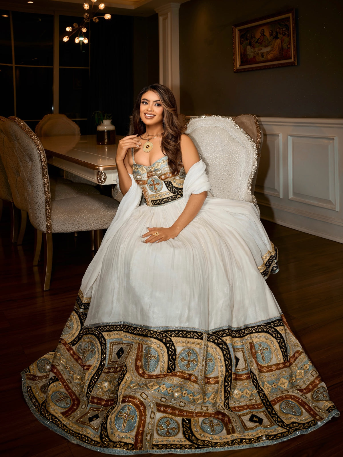 Ethiopian dress for women – Gold Traditional Habesha Dress for special ocassion & Celebrations