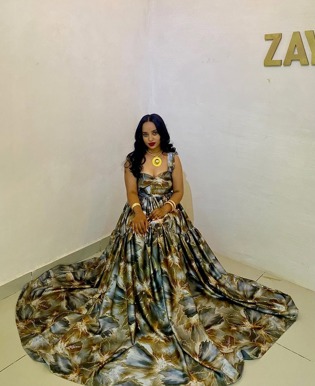 Green Chiffon Habesha – Lightweight Ethiopian Dress with Flowing Silhouette for Weddings and Cultural Celebrations