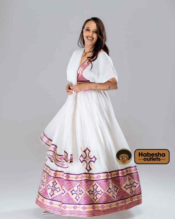 Handwoven Habesha Kemis Classic Ethiopian Zuria Dress - Image 2